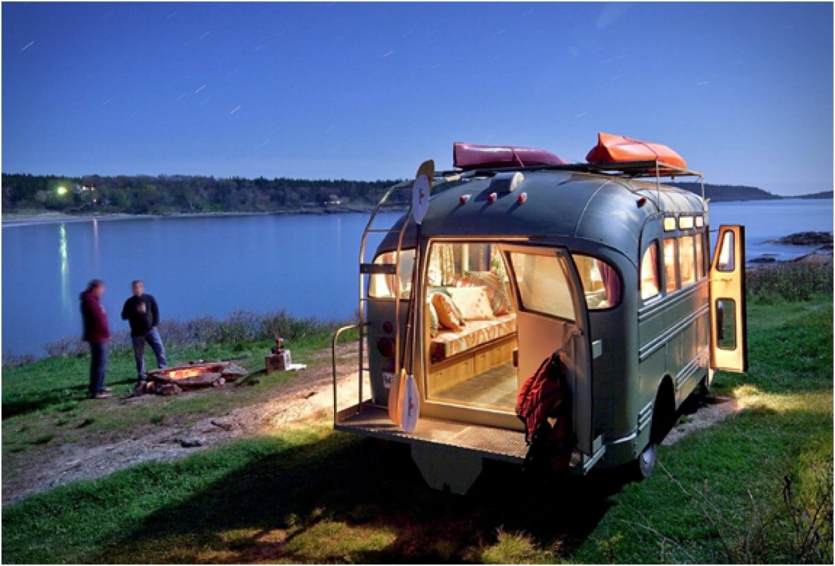 Vintage bus converted for adventure travel